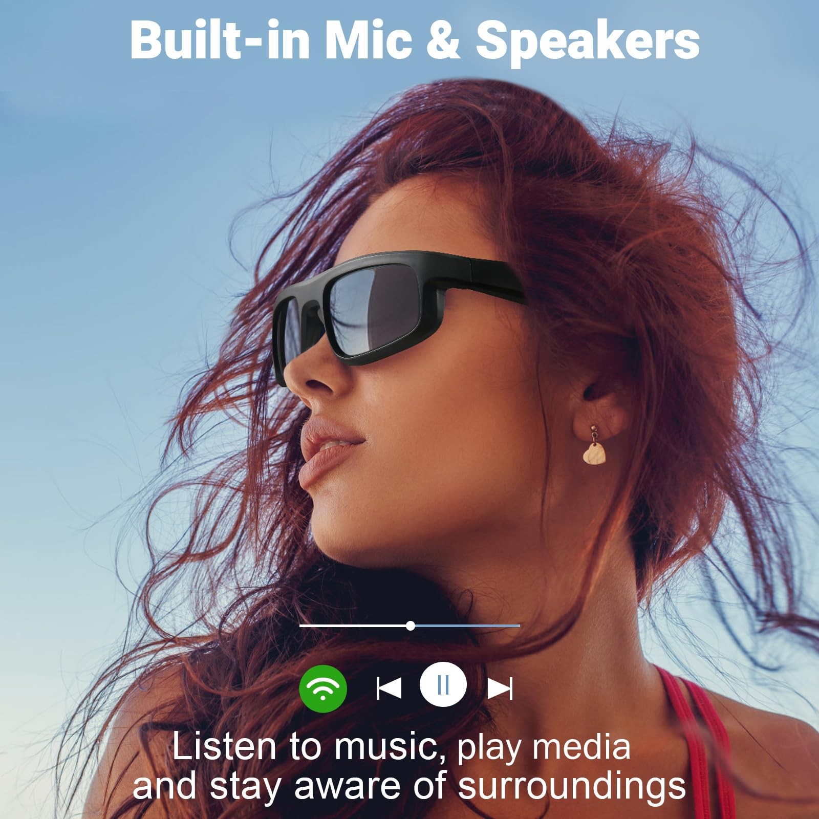 Gafas De Sol Polarizadas Inteligentes Bluetooth Con Audio Micrófono y Altavoces
