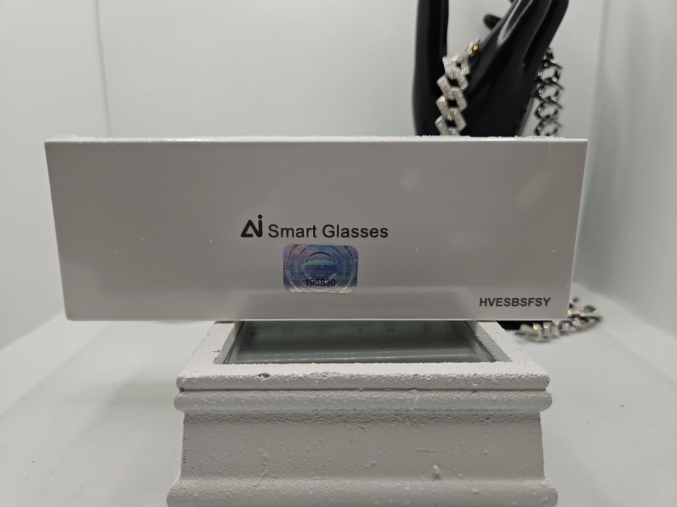 Smart Glasses in Box White Packaging Wearable Technology Eyewear Device