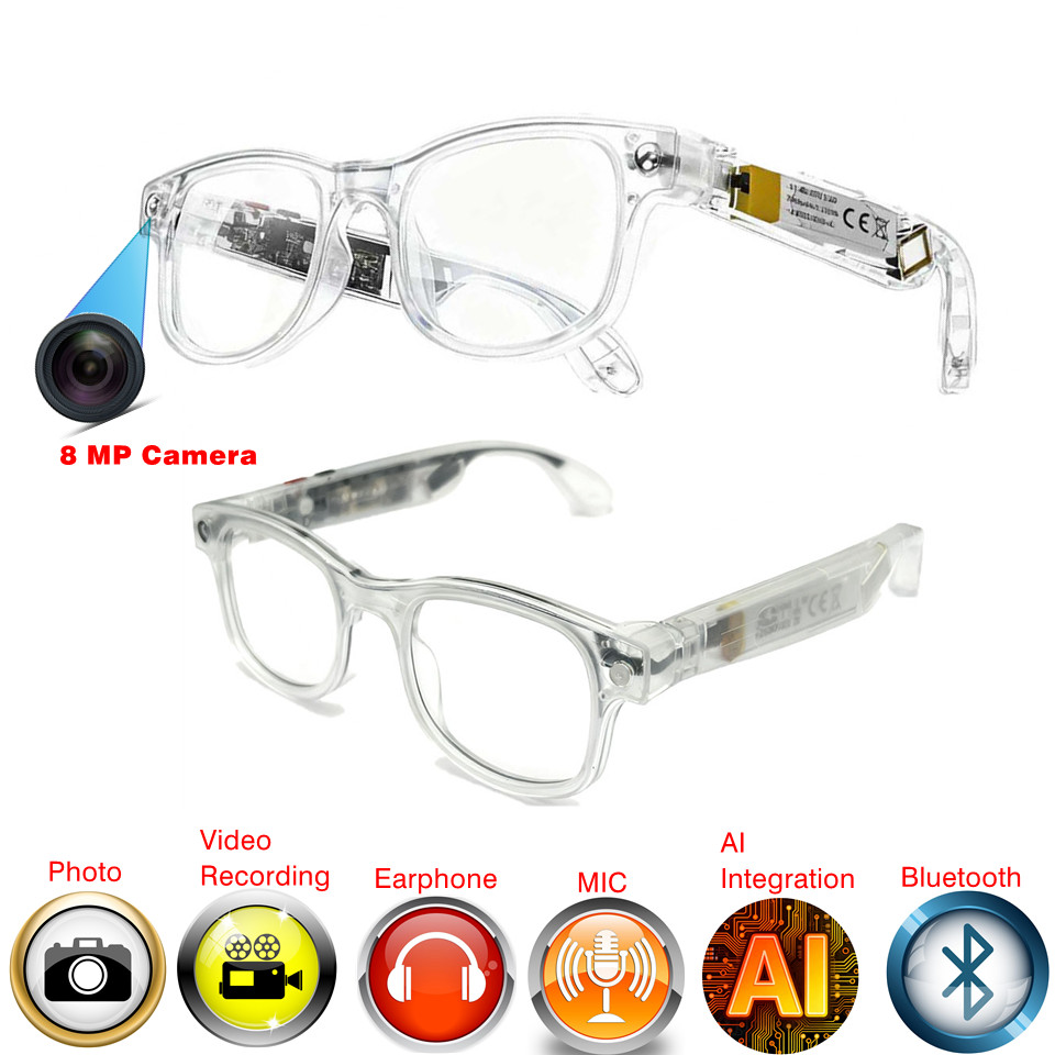 HD Video AI smart glasses with camera and bluetooth and video controller