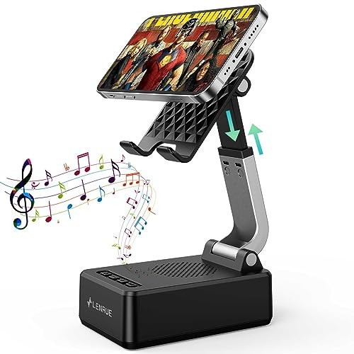 Gifts for Men Women, Cell Phone Stand with Wireless Bluetooth Speakers, Black