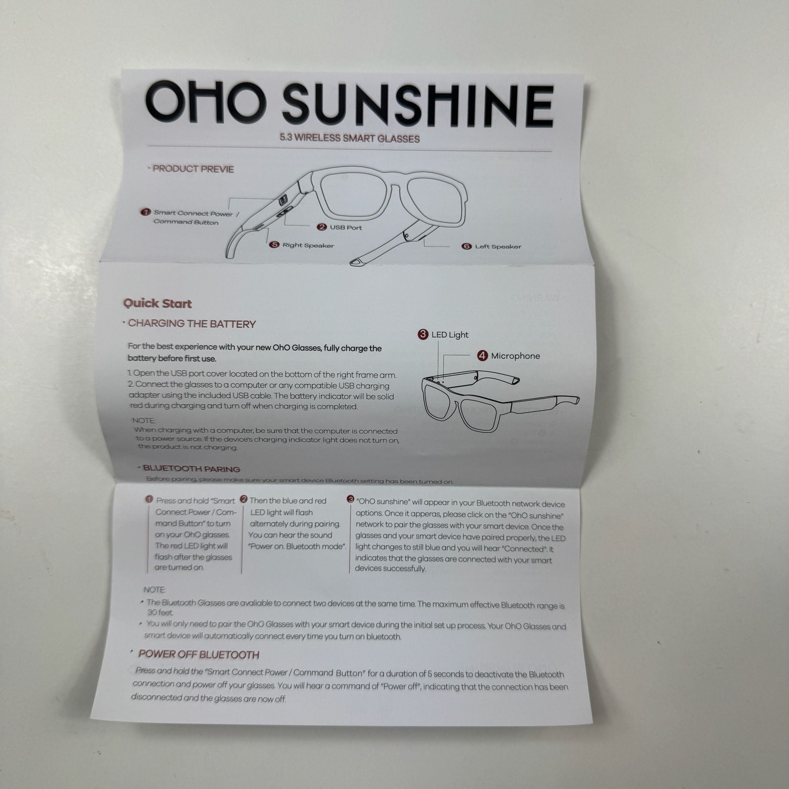 OhO sunshine Ease 5.3 Wireless Smart Glasses with Blue Light Blocking Lens