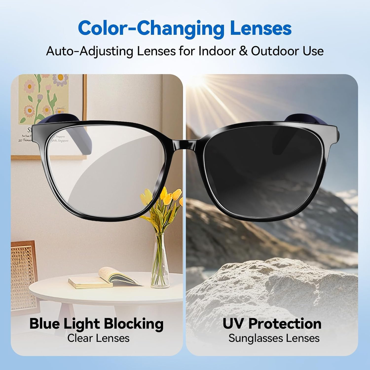 AI Smart Glasses for Men & Women – Powered by ChatGPT, Real-Time Translation, Bl