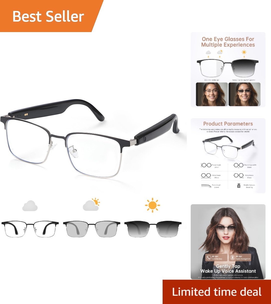 Ultra-Lightweight Smart Glasses with Color-Changing Lenses & Magnetic Charging