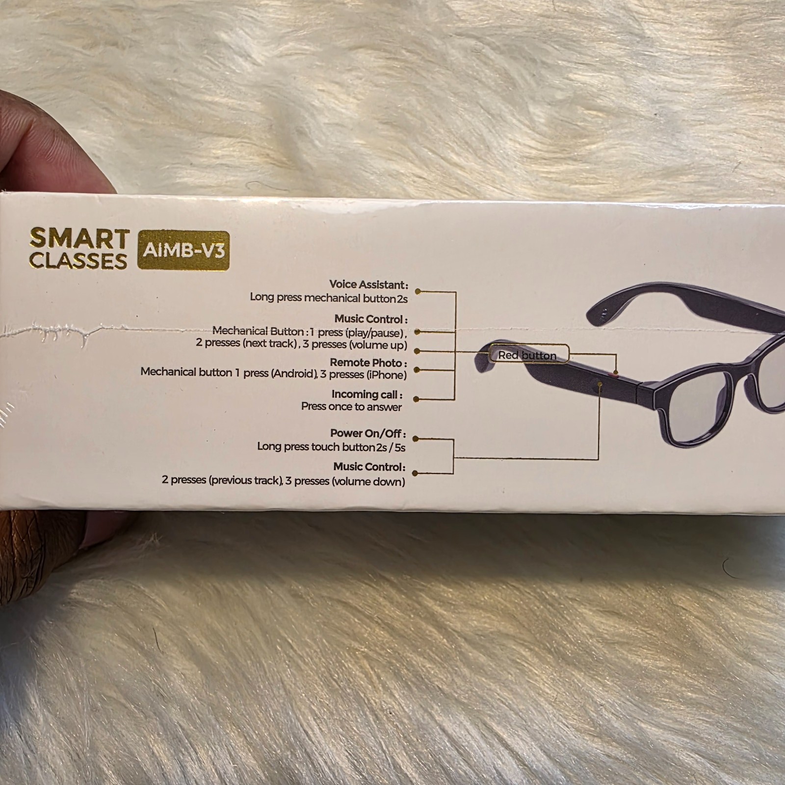 AI Smart Glasses NEW Factory Sealed AIMB-V3 Bluetooth Audio Black 2 Lens Sets