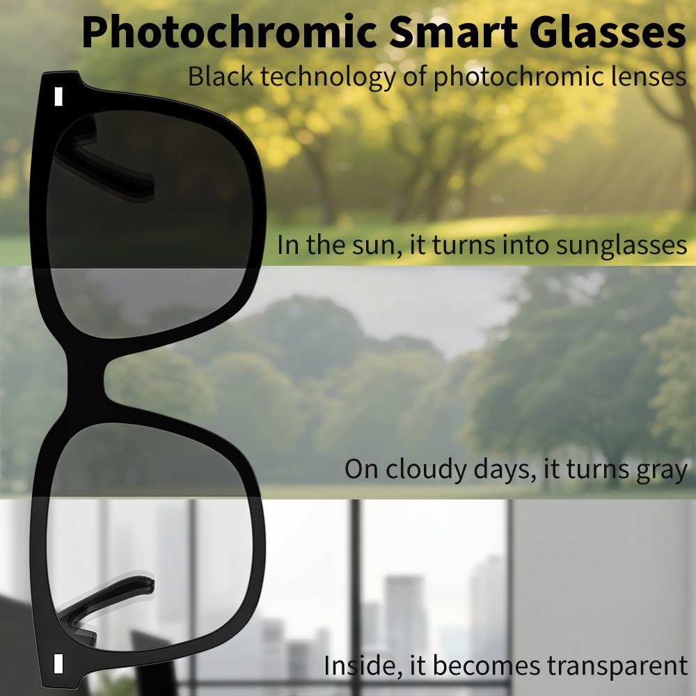 Bluetooth Smart Glasses Photochromic Lens Wireless Audio Call Headset Eyewear FB