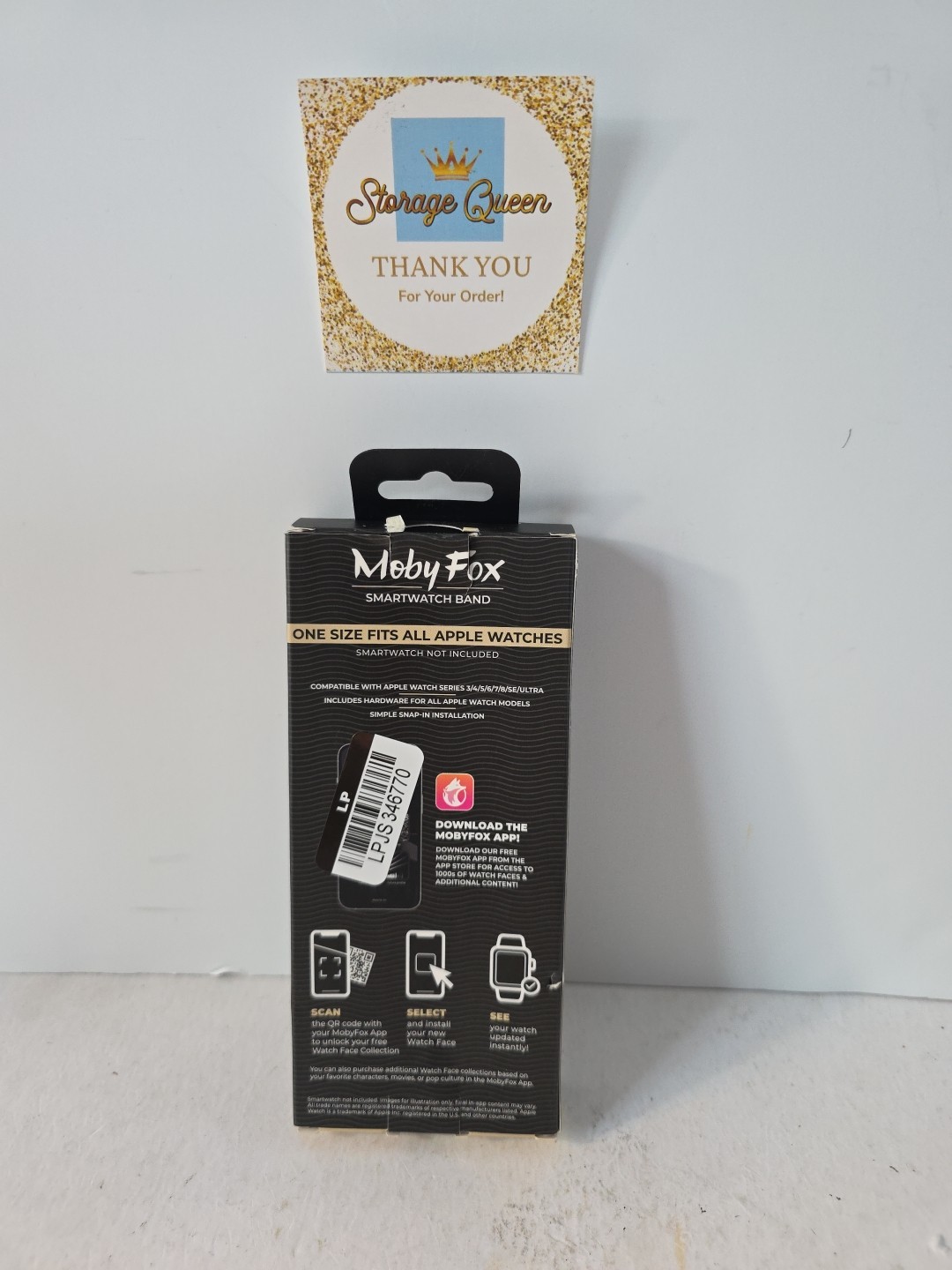 Moby Fox Classic Genuine Leather Black Smartwatch Band For Apple Watch