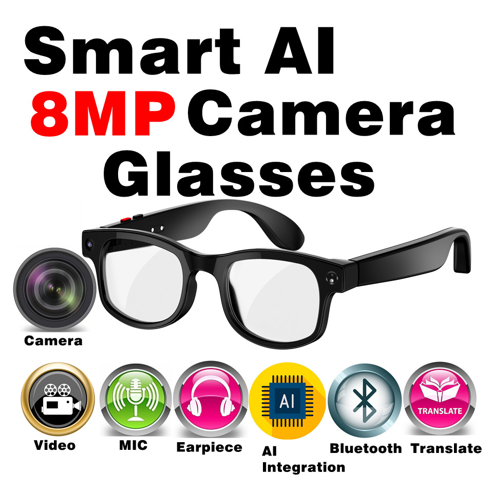 AI Smart camera glasses with 4K recording for First Person Vlog