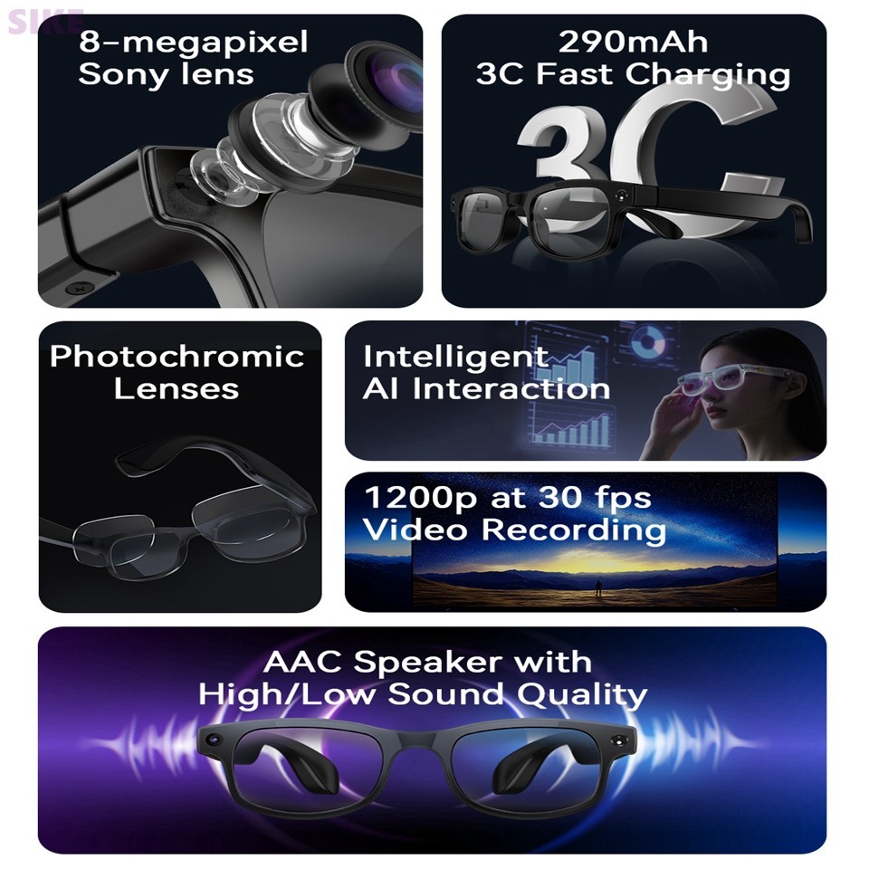Camera glasses AI smart glasses with camera and Image and video and glasses case