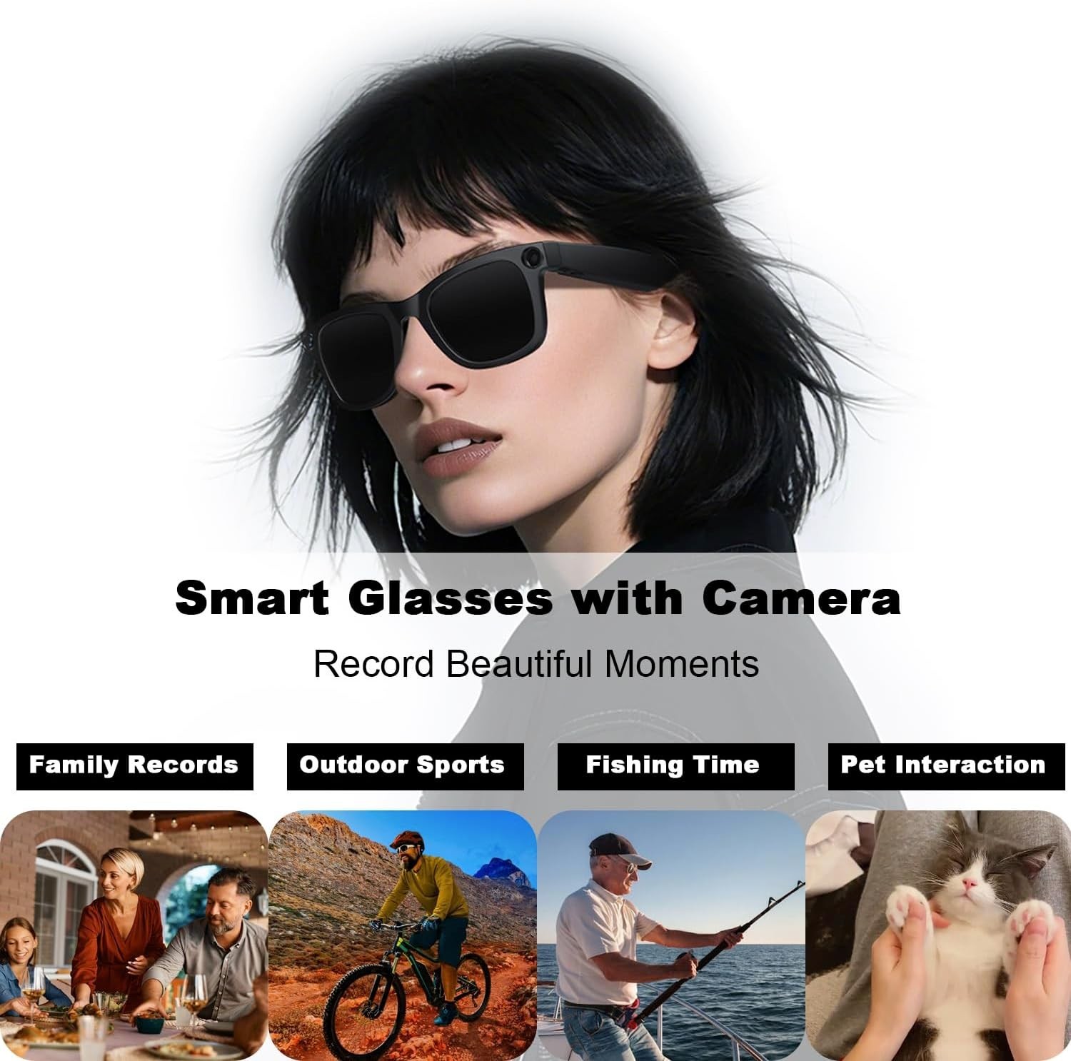4K HD Smart Glasses AI integration Camera Bluetooth earphone Call 290Mah Battery