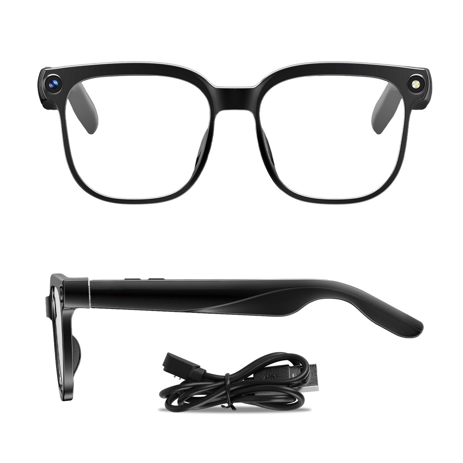 AI Smart Camera Glasses 1080P Wireless Open Ear Audio Real Time Translation