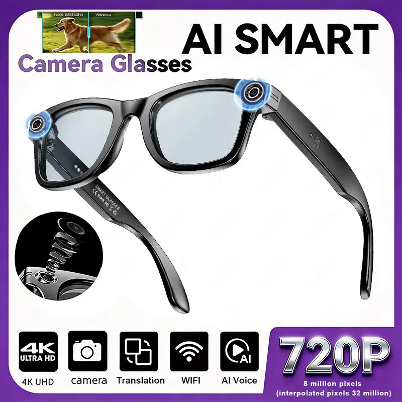 Smart Glasses AI Camera Video Recording Bluetooth Call Translation Men Women