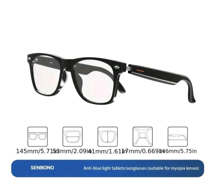 Smart Glasses Bluetooth-Audio Glasses Stereo Music Call Headset Voice Control