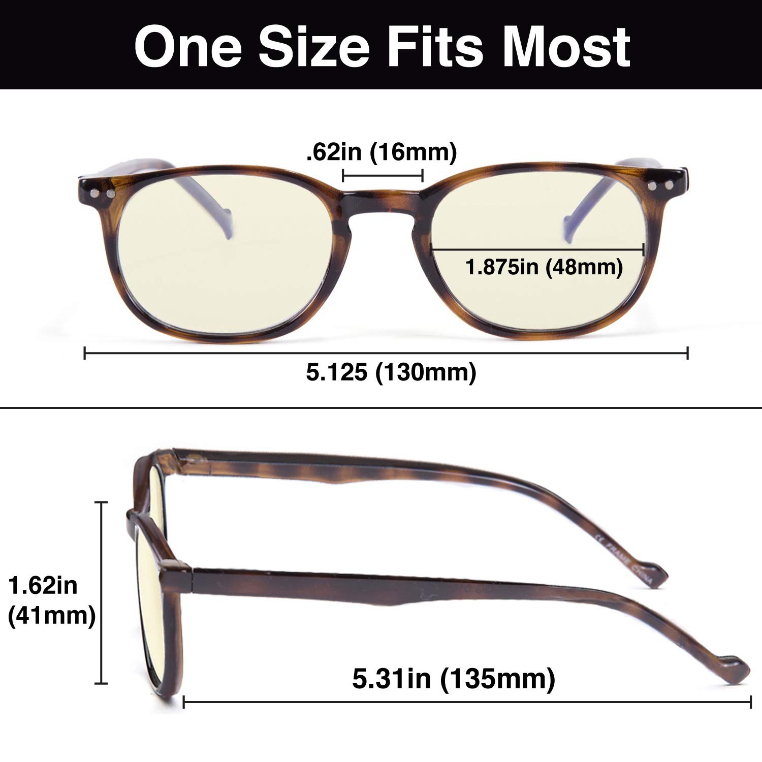 GAMMA RAY OPTICS Blue Light 1 Count (Pack of 1), Tortoise Vintage Round Frame