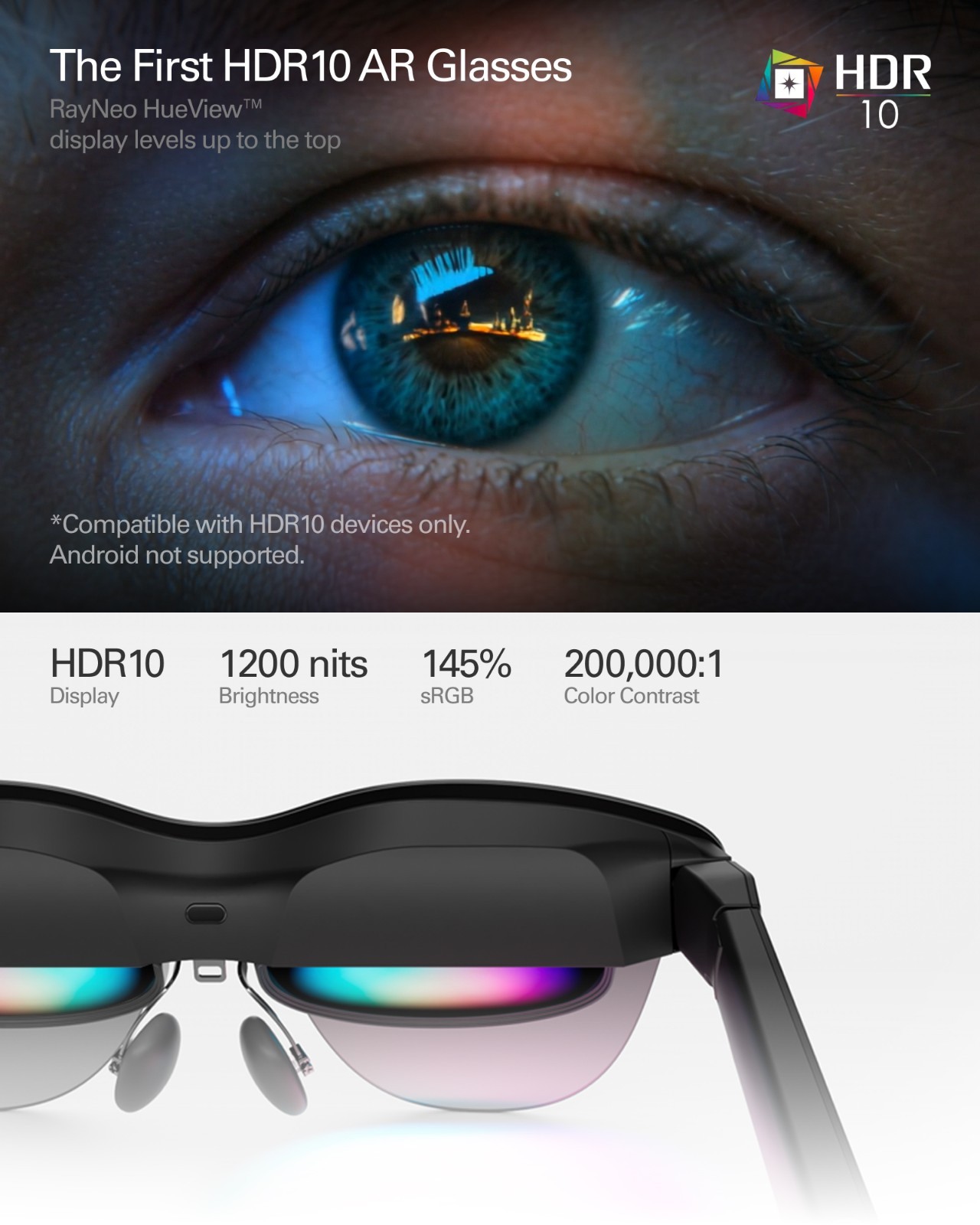 RayNeo Air 4 Pro AR Glasses, HDR10 Display, Vision 4000 Chip 201″ Audio by B&O