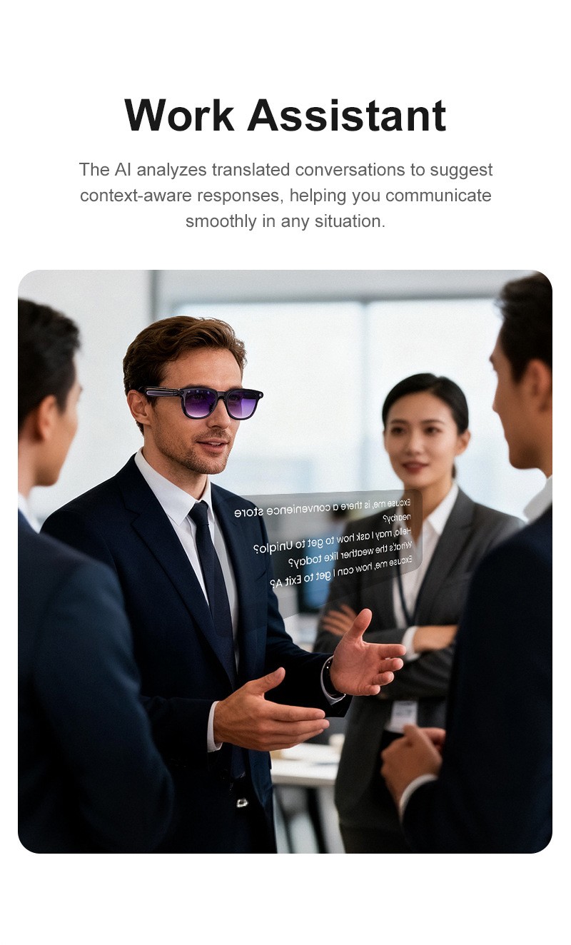 Smart Glasses with Camera AI Object Recognition Video Photo Handsfree Calling