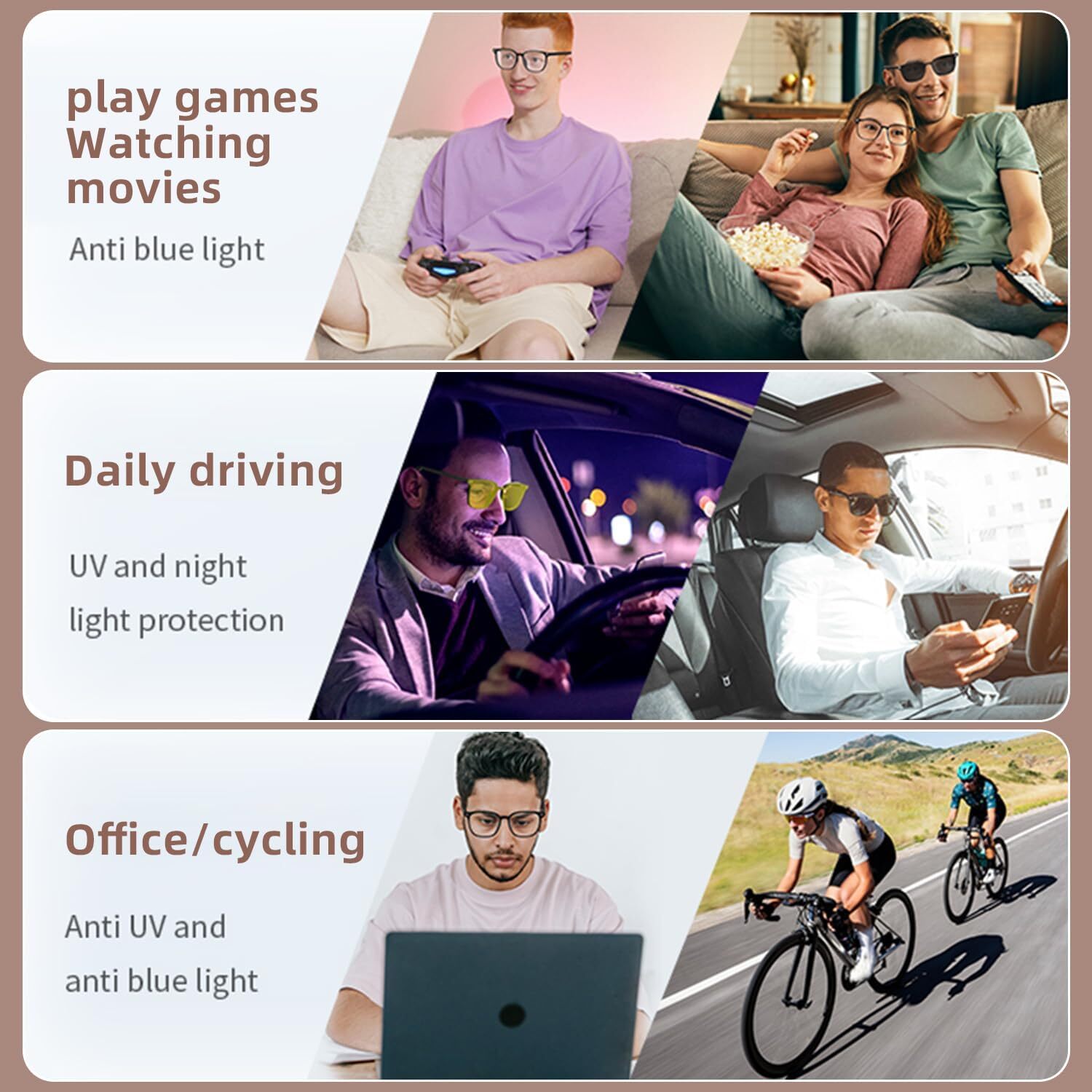 3-IN-1 Wireless Smart Glasses Bluetooth Calling Headset Hands-Free Sunglasses