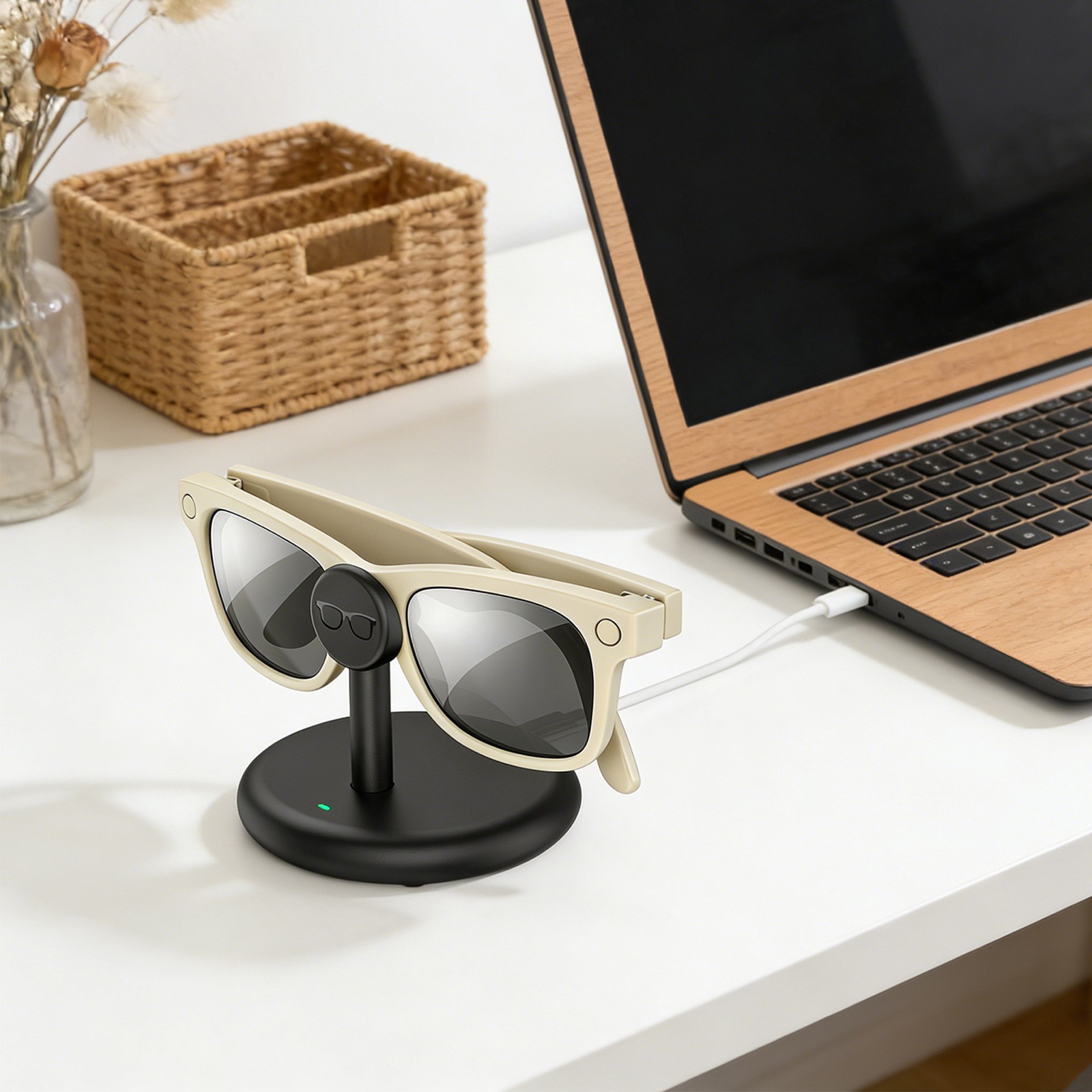 Fast Charging Dock for Meta Ray-Ban Smart Glasses, USB-C Charger Stand