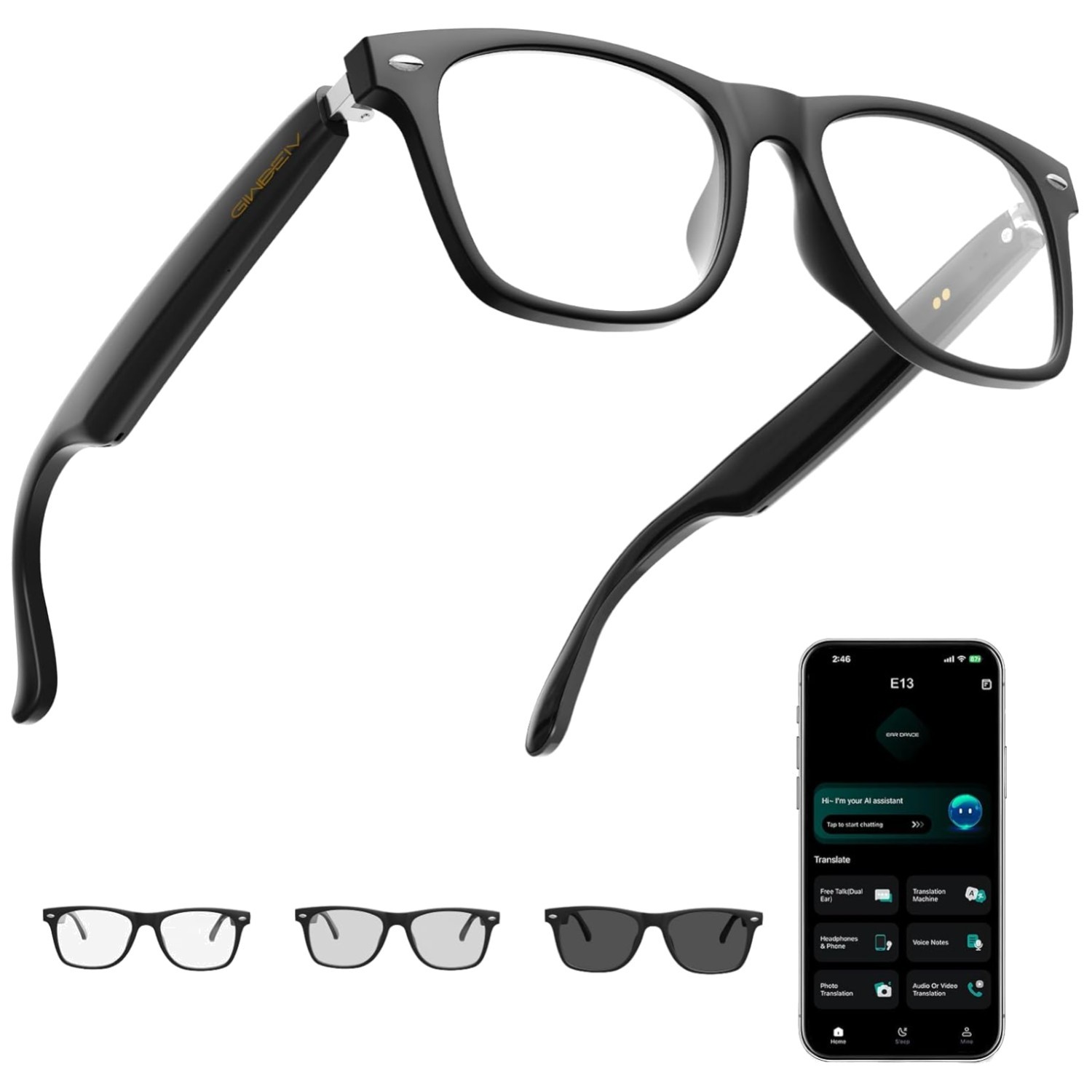 Color-Change Lens AI Glasses with Music Playback