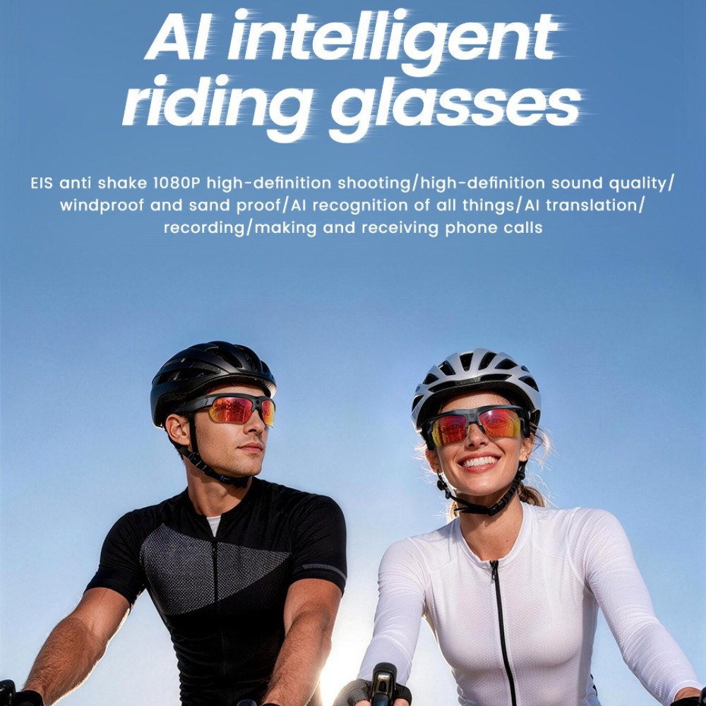 Smart Ai Cycling Glasses 1300W HD Camera Translation Sports Outdoor Sunglasses