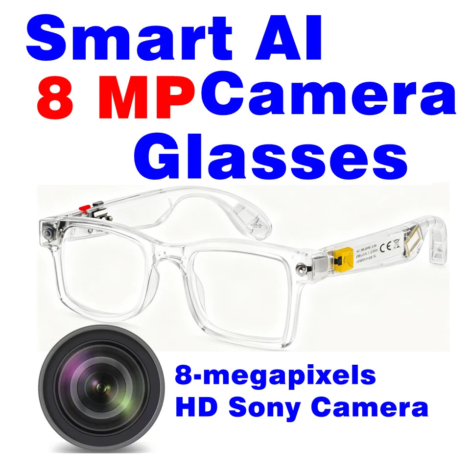 AI Smart Glasses: 8MP Camera, Video, 100+ Languages Translation, Bluetooth Call