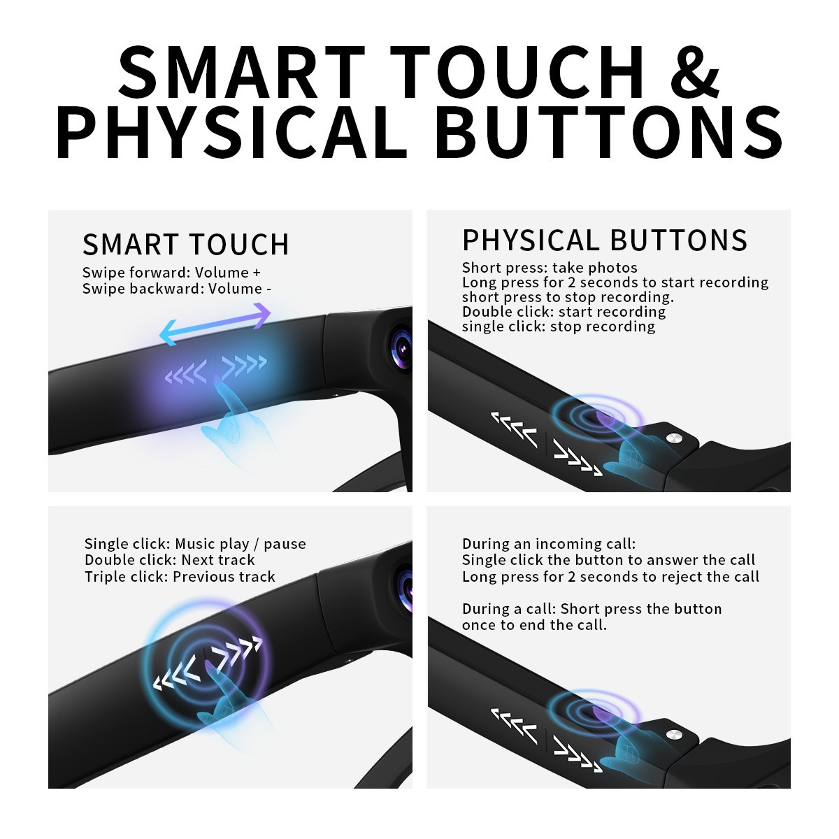 AI Smart Glasses HD Camera TikTok Live Streaming Real-Time Translation BT Audio