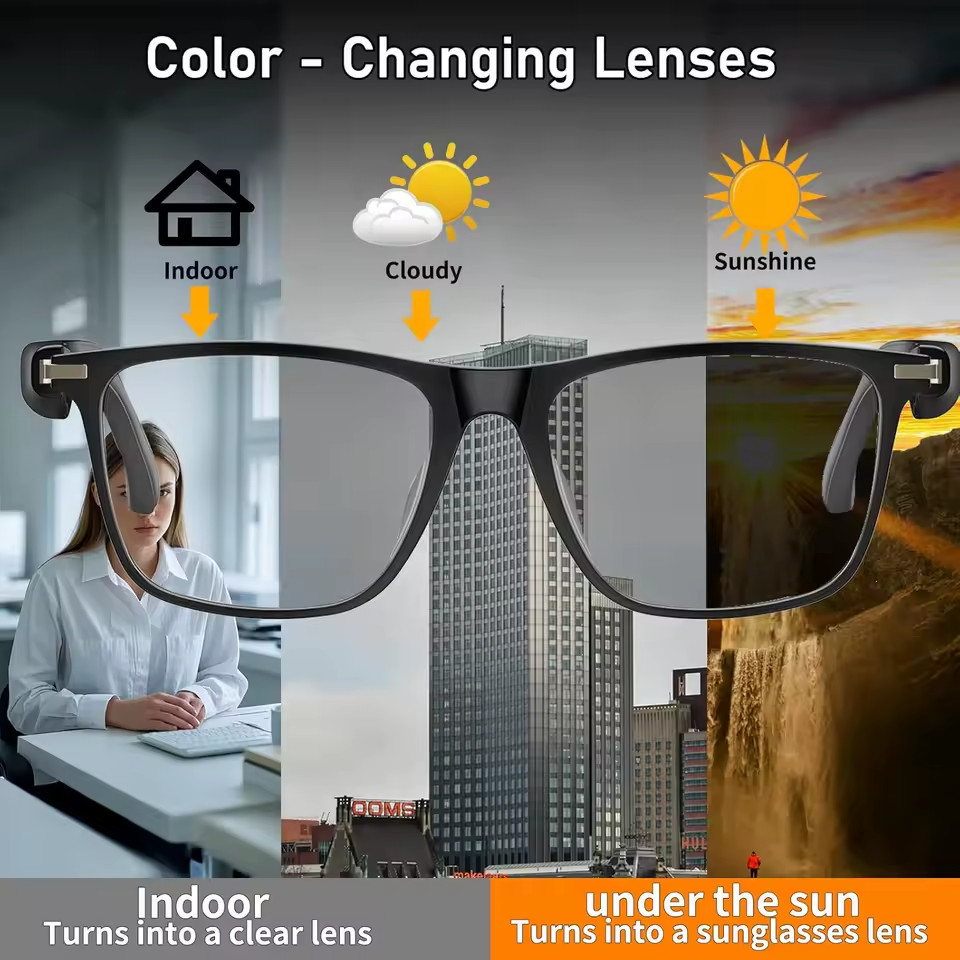 AI Smart Translation Glasses 140+ Languages Photochromic Lenses Bluetooth Audio