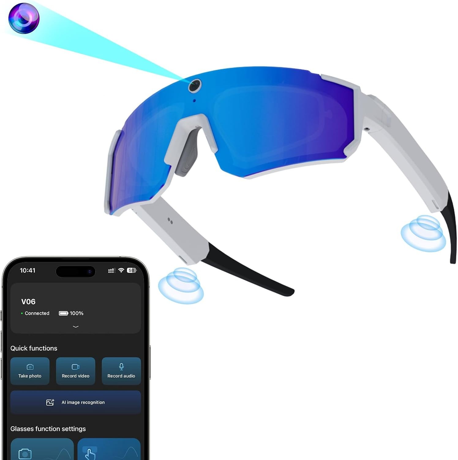AI Smart Glasses Camera Video Recording Bluetooth Sunglasses Voice Control NEW