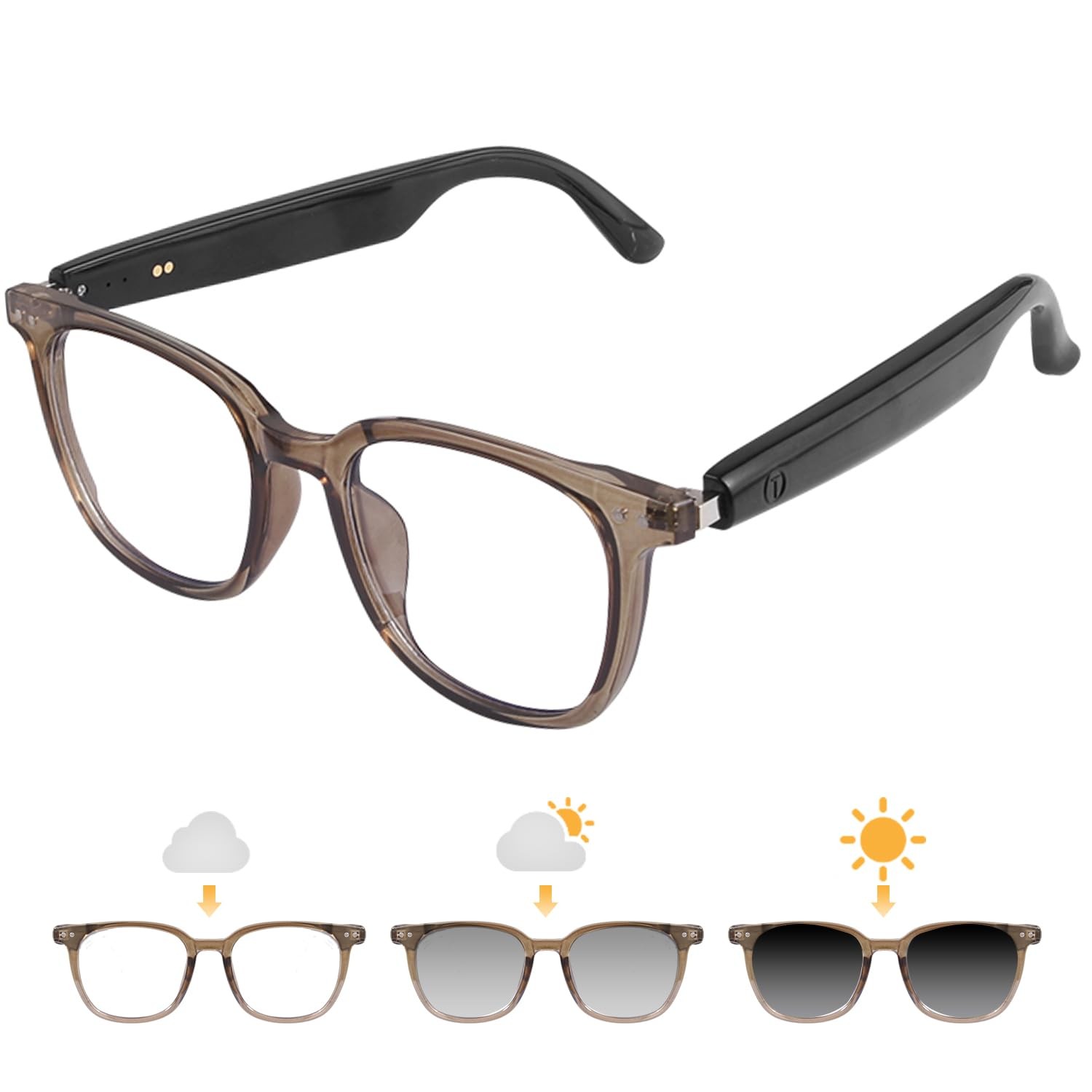 Smart Glasses for Women Men, Bluetooth Audio Glasses with Color-Changing Lenses,