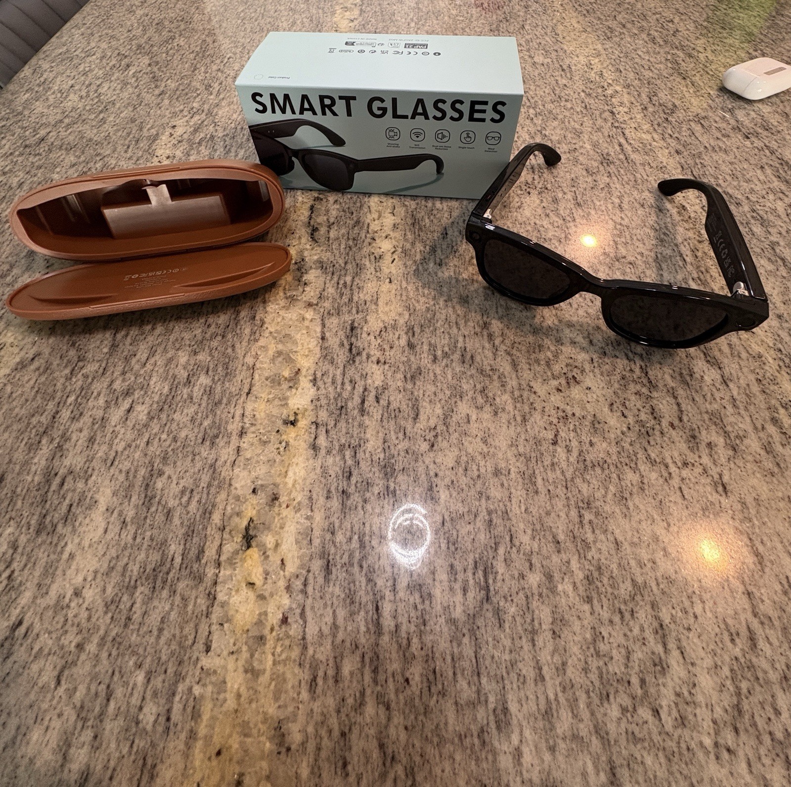 M02 Ultra Smart Glasses Wi-Fi Bluetooth Music Calling Charging Case Black