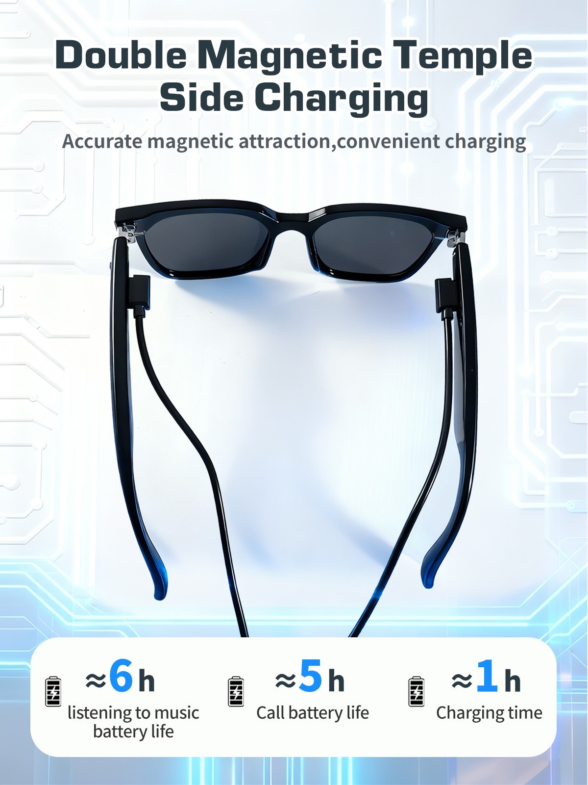 Smart Glasses AI Bluetooth Sunglasses Call Music Translation Work for Men&Women