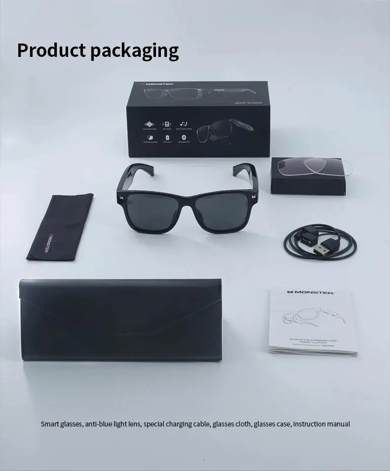 Monster S01 Smart Glasses Headset Wireless Bluetooth Sunglasses Outdoor Earphone