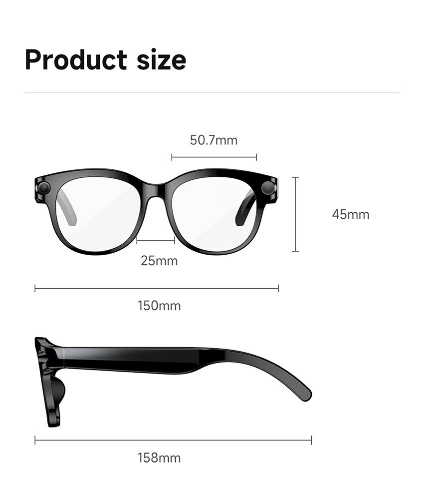 Smart Glasses Sony IMX219 1080P Vlog Cam Stabilization Bluetooth Sunglasses