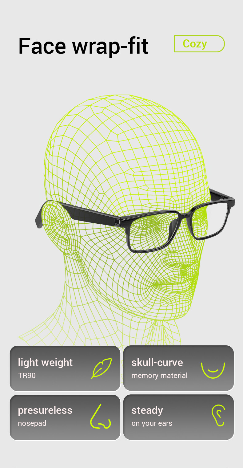 Smart Glasses Bluetooth Audio Sunglasses for Men,Suppoert Handfree Music Calling