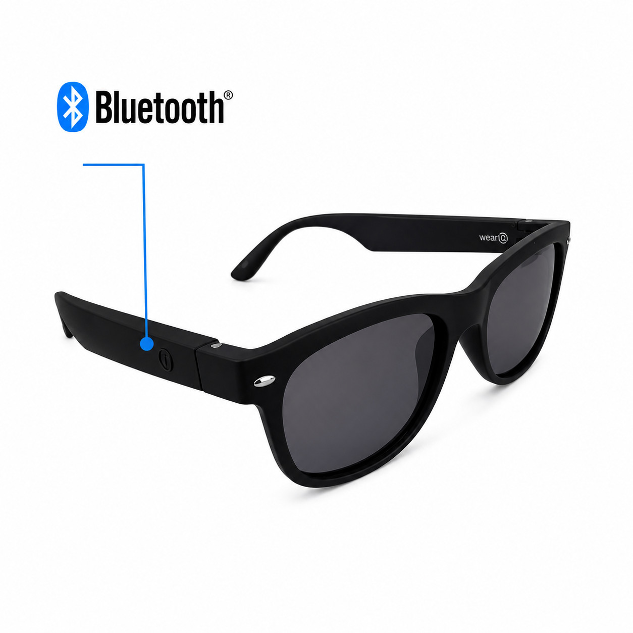 WeariQ Smart Audio Sunglasses – Bluetooth Open-Ear Speakers, Polarized Black Len