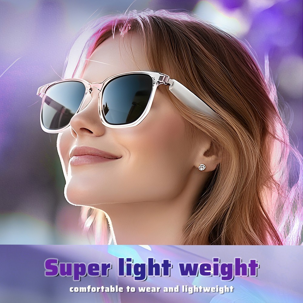 AI-powered smart glasses with wireless Bluetooth music support and UV protection