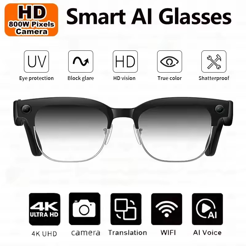 2026 New Upgrade Smart Glasses with Camera Video Recording AI Photo Recognition