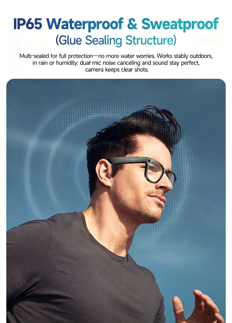 8MP AI Smart Glasses Real-time Translation Call Music Noise Reduction Anti Shake