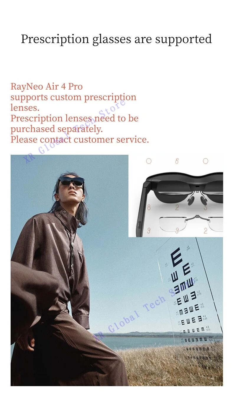 RayNeo Air 4 Pro smart AR glasses,Supports HDR10, 3840Hz, 4 speakers