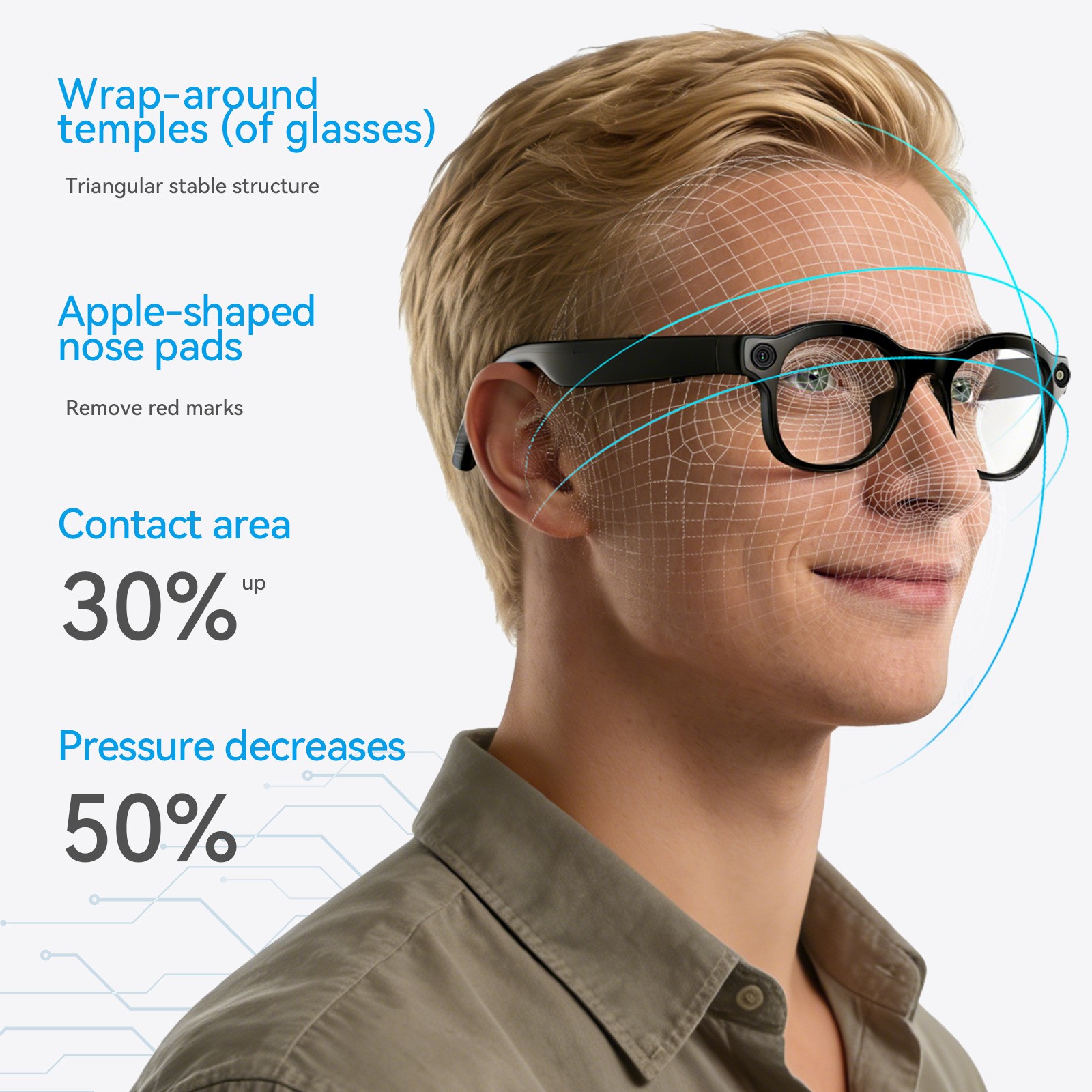MicroWear Smart Glasses with Camera, AI Assistant, Wireless Charging & 3 Lenses