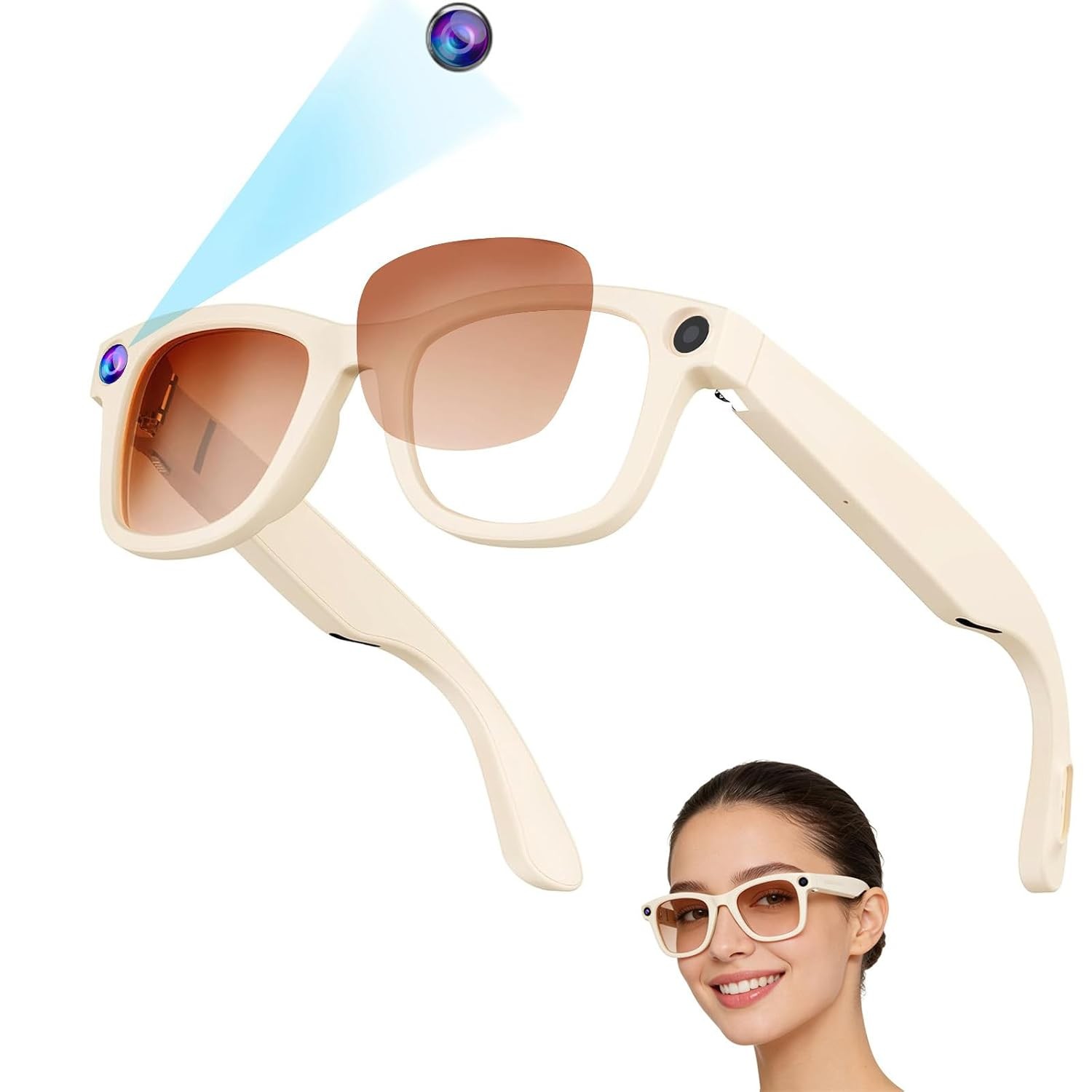 AI Smart Glasses with Camera, 4K HD Anti-Shake Recording Glasses, ChatGPT Voice