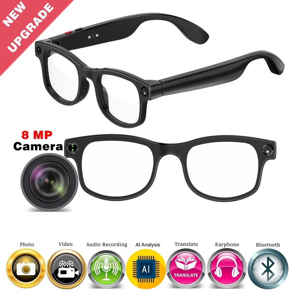 4K AI Smart Glasses Multifunction Camera Bluetooth Call Voice Assistant