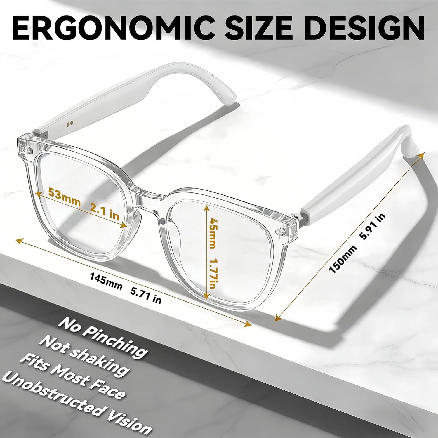 AI Smart Glasses, Bluetooth Glasses for Men Women Open-Ear Music & Calls Touch