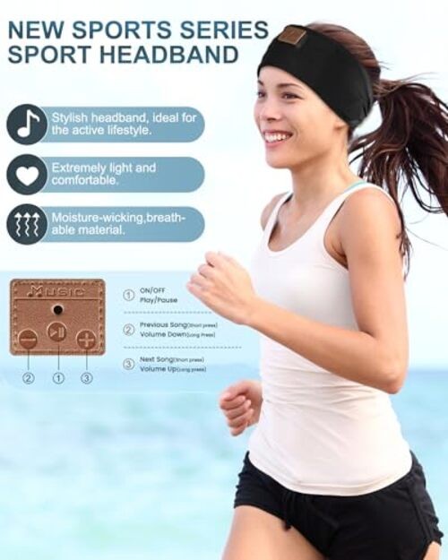 2-Pack Sleeping Headphones, Headband Headphones with Ultra-Thin HD Black&Grey
