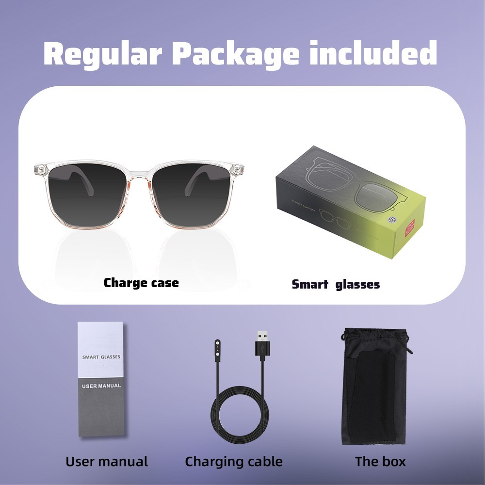 AI-powered smart glasses with wireless Bluetooth music support and UV protection