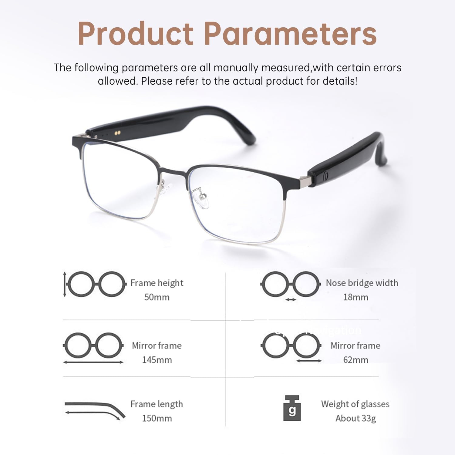 Bluetooth Audio Smart Glasses, Blue Light Glasses for Women Men,Open Ear Sound M