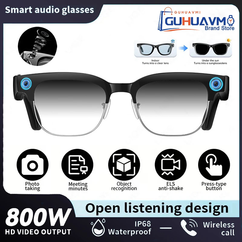 4K AI Smart Glasses HD Camera 1080P Video Music Player Call Sports Glasses