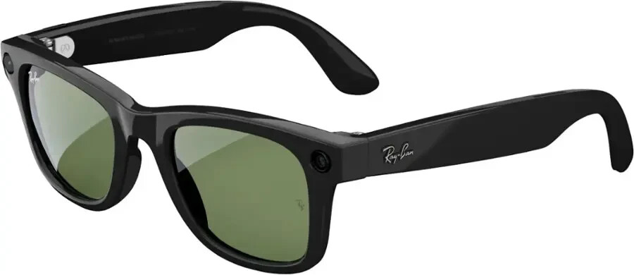 RAY-BAN Meta Wayfarer RW4006 Smart Sunglasses Shiny Black Frames/ Green Lens