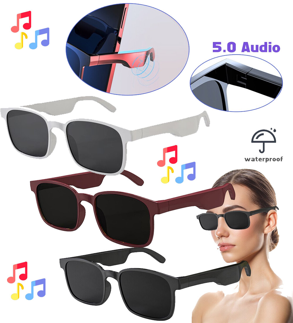 Bluetooth 5.0 Smart Glasses Wireless Music Headset Audio Speaker Hands Free Call