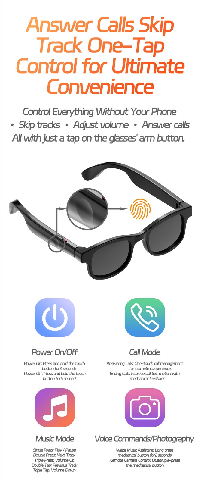 Bluetooth Smart Glasses,Blue Light Blocking Glasses for Men and Women