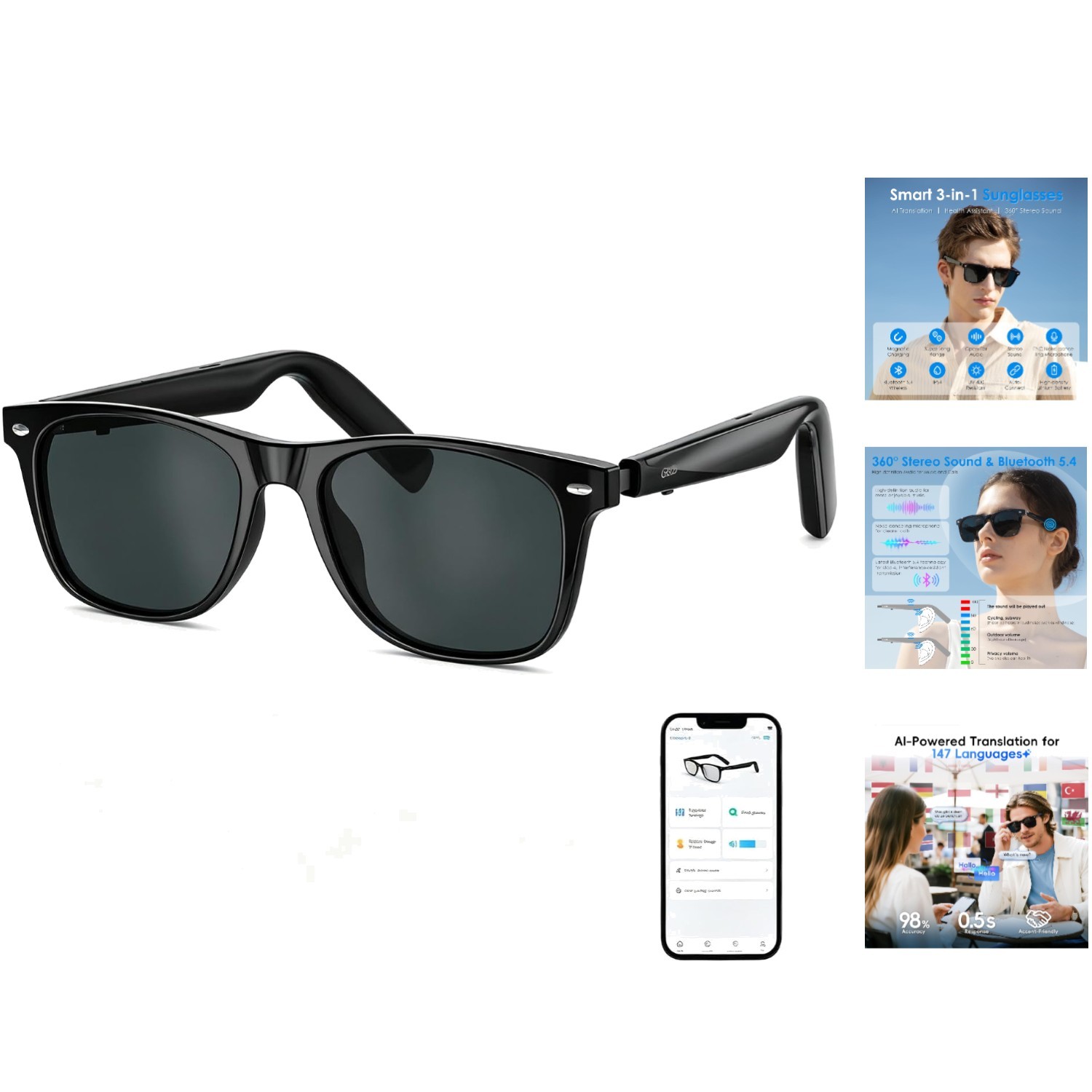 Revolutionary AI Glasses with Open-Ear Design & 11H Music for Daily Adventures